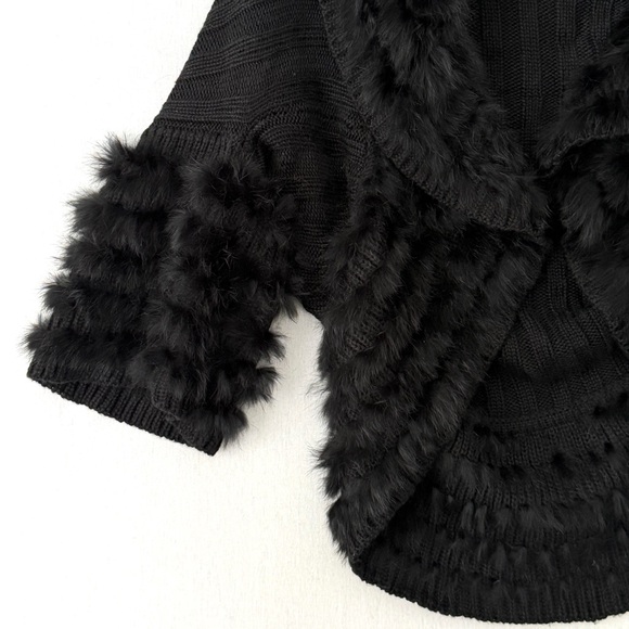 Rudsak Ribbed Knitted Rabbit Fur Cardigan Size M/L - Picture 3 of 8